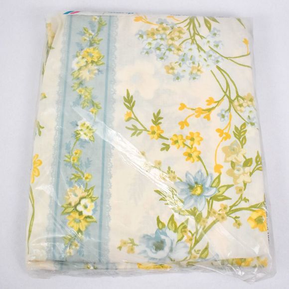 Vintage Sheets Blue Cabbage Roses Grand Millennial - Picture 5 of 8